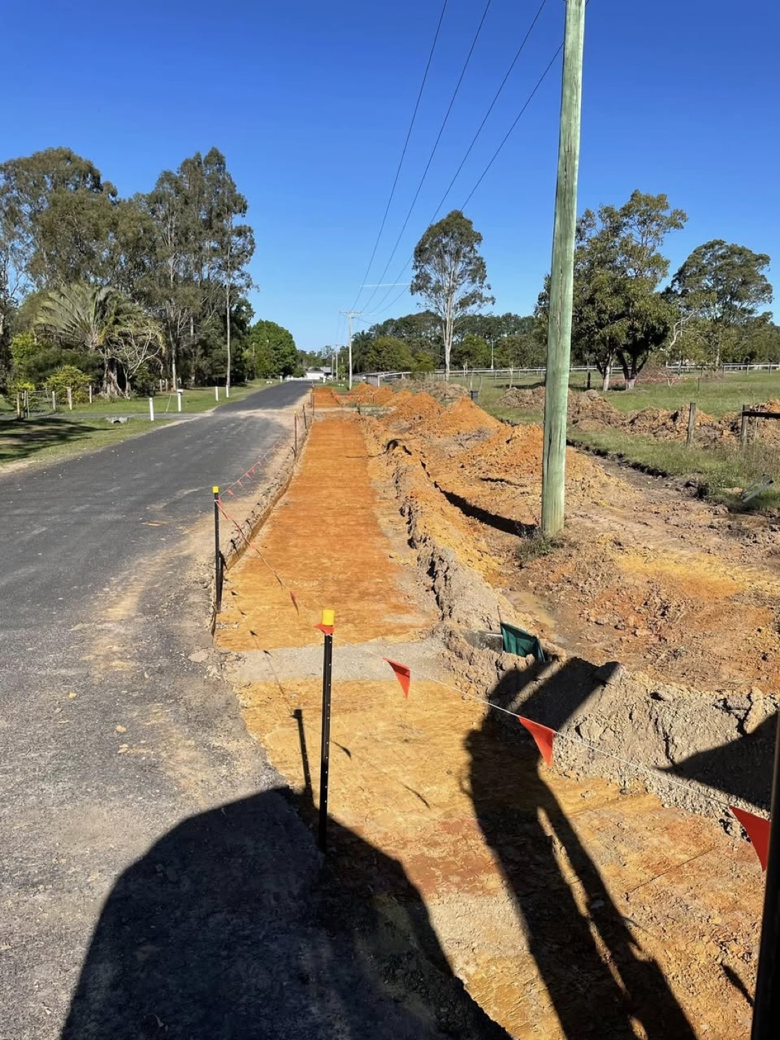 Prepared roadside earthworks corridor